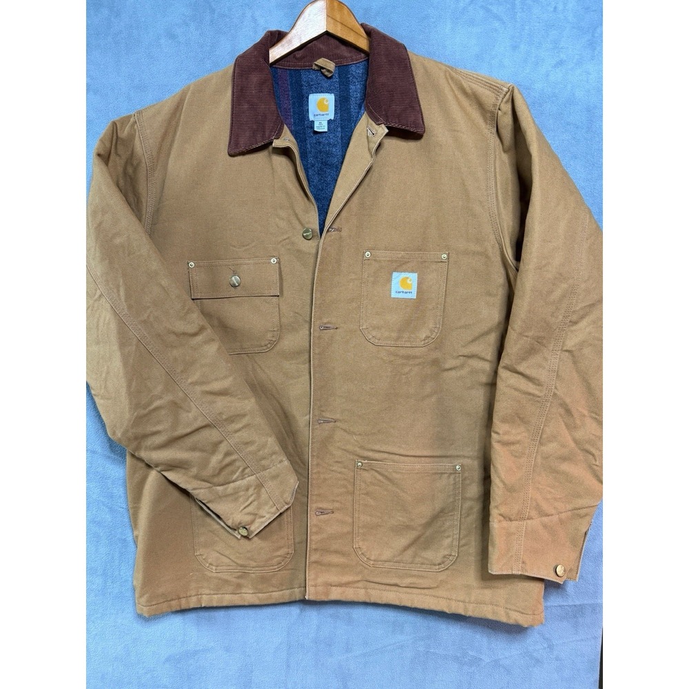 Carhartt Chore Coat Mens XL Tall Brown Blanket Lined Duck Canvas C01 BRN Jacket